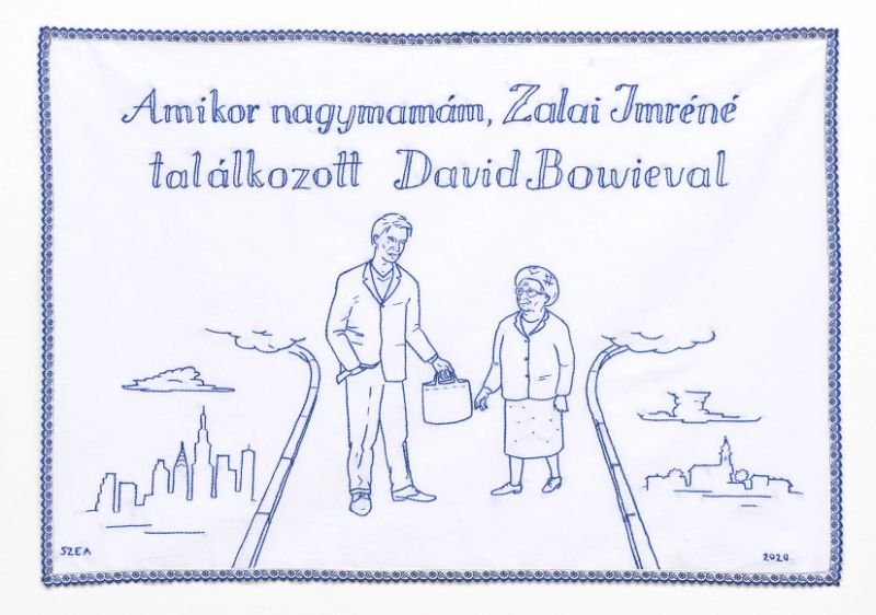 Szabó Eszter Ágnes: Nagymamám, Zalai Imréné találkozása David Bowieval, 2020. Fotó: Ludwig Múzeum