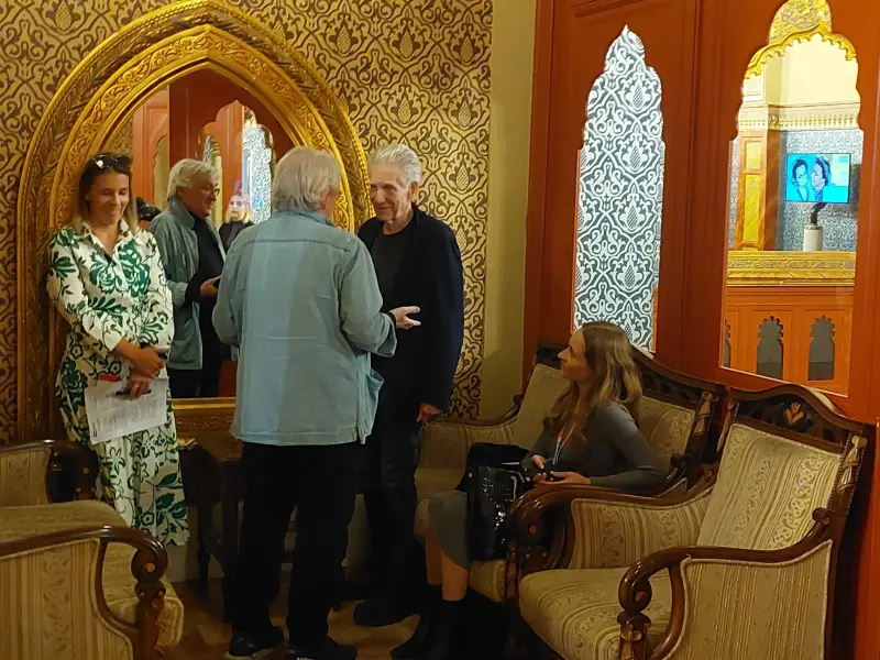David Cronenberg és Koltai Lajos az Uránia Nemzeti Filmszínházban, 2025. szeptember 19-én, Budapesti Klasszikus Film Maraton
