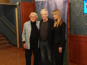 Koltai Lajos, David Cronenberg és Somossy Barbara az Uránia Nemzeti Filmszínházban, 2025. szeptember 19-én, Budapesti Klasszikus Film Maraton