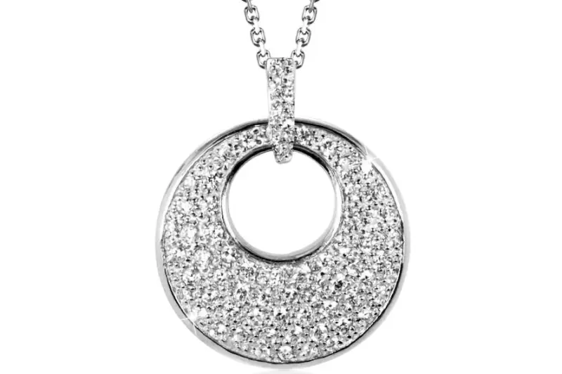 BÁV nyeremény, 14 karátos, fehéraranyból készült lánc és medál