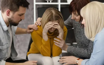 group therapy comforting woman