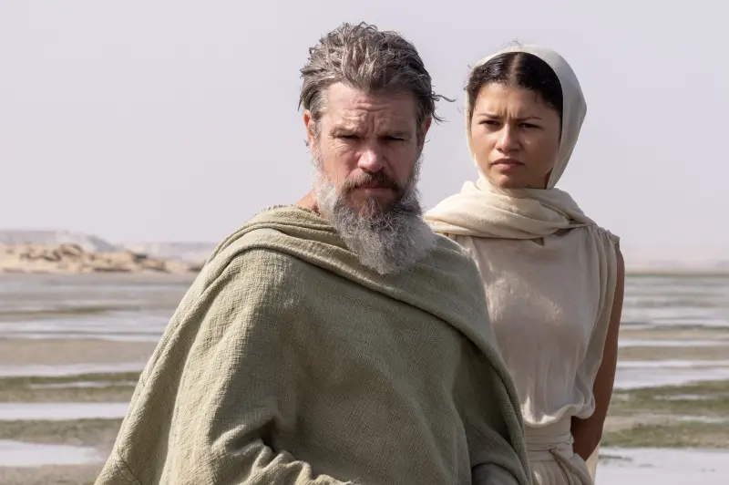 Matt Damon és Zendaya az Odüsszeia című filmben. Fotó: Universal Studios